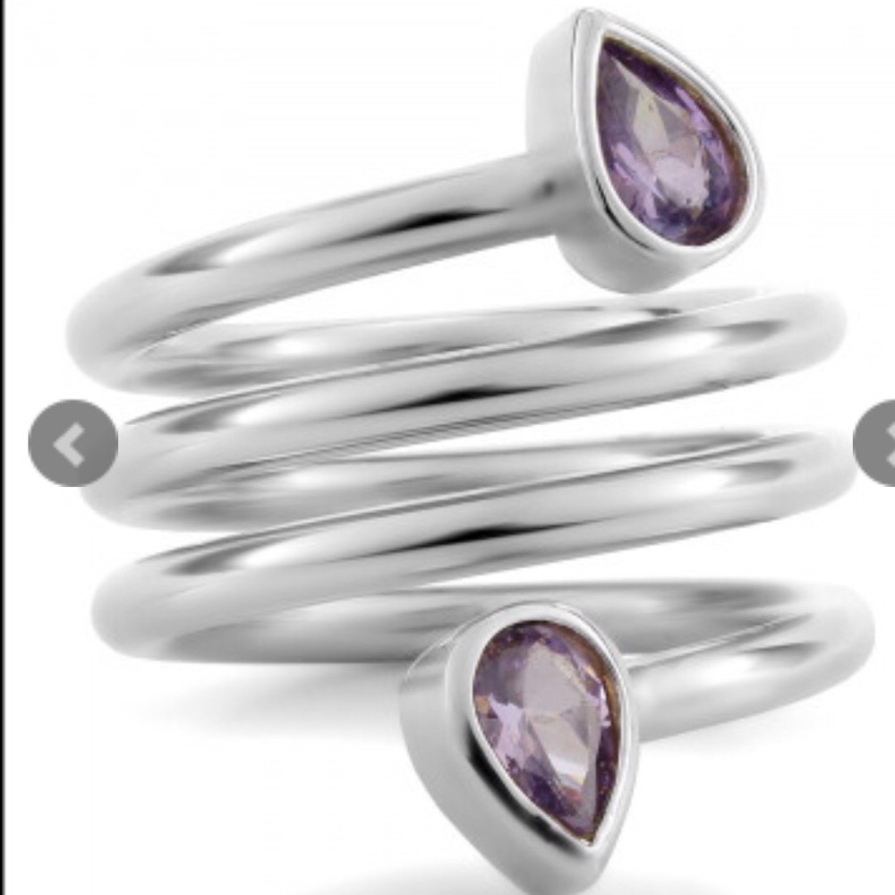 Ladies 14k White Gold Plated Size 9 Designer Ring
